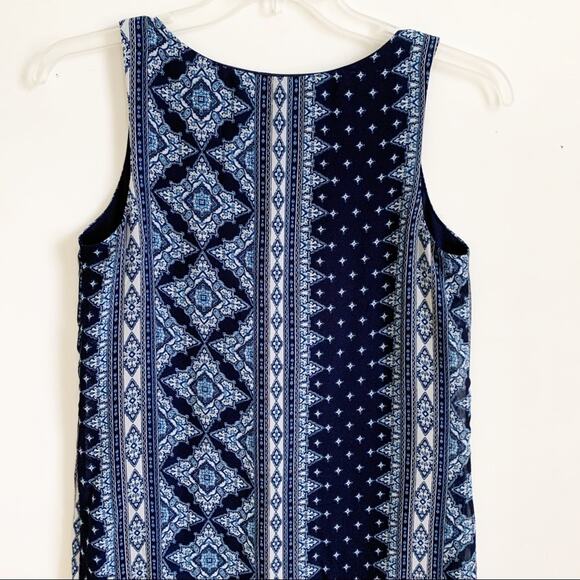 A. Byer Dress Blue Print Lace Front Tassel Tie Sleeveless Mini Dress Size Medium - Picture 6 of 13